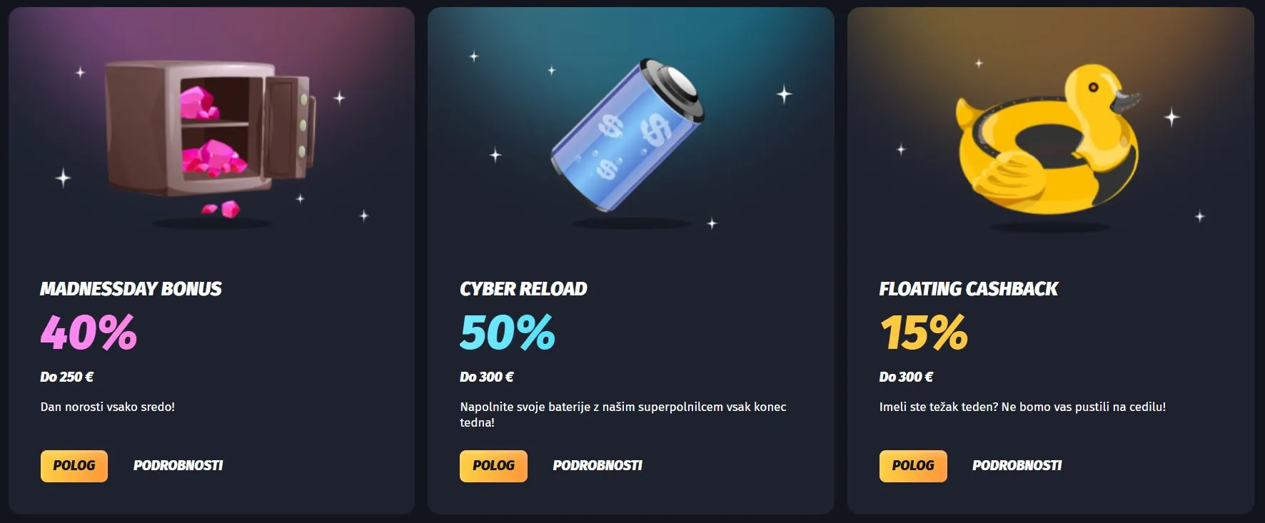 najbolj&scaron;i online casino Povračilo izgub (cashback)